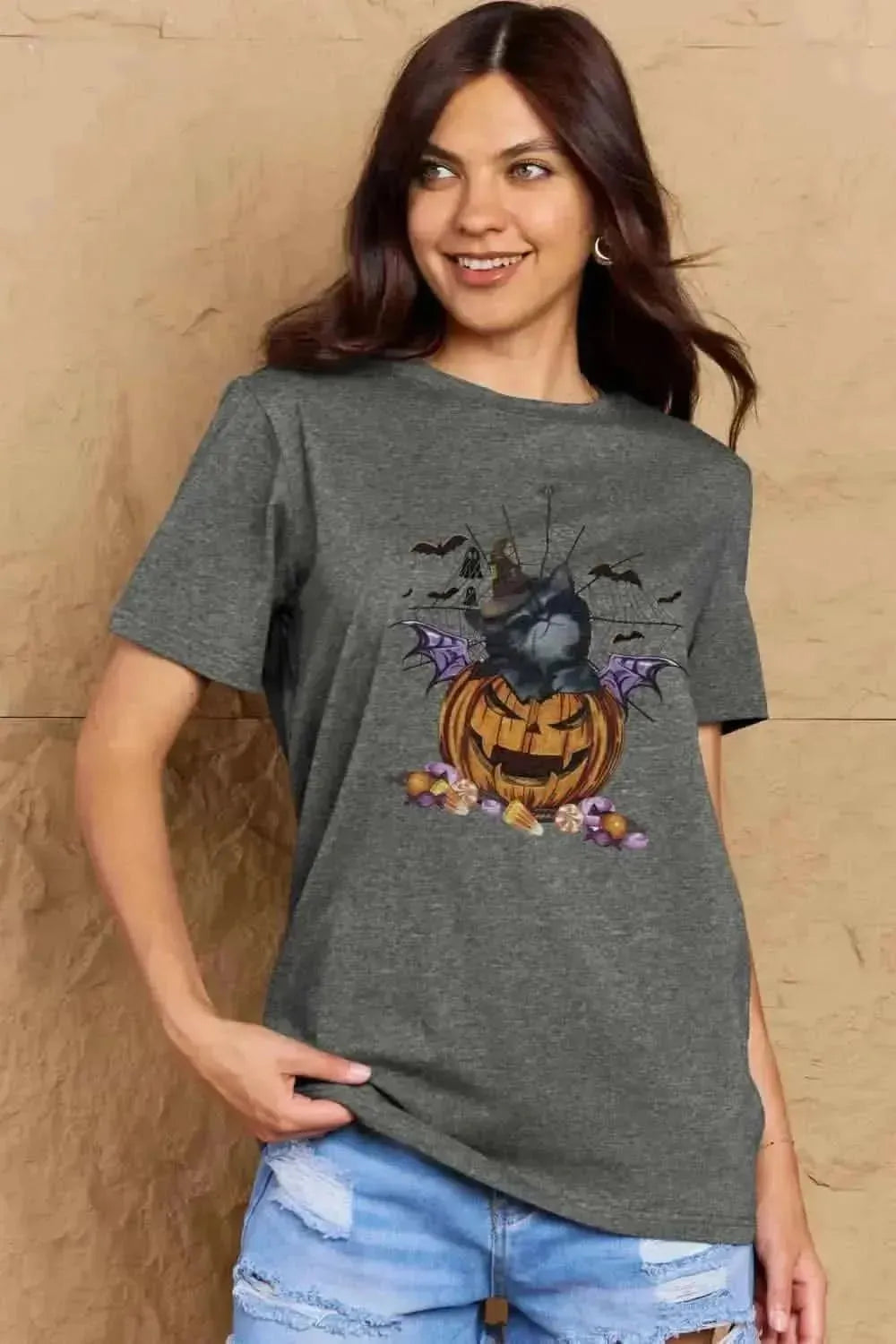 Simply Love Full Size Jack-O'-Lantern Graphic T-Shirt - Bad Moms Club