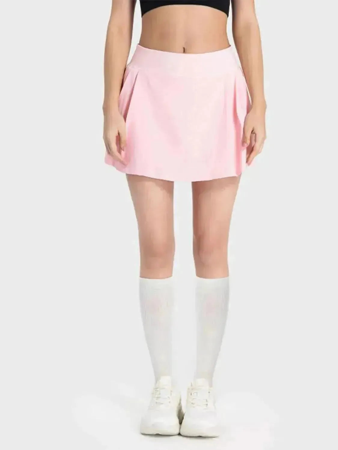 Pleated Detail Mid-Rise Waist Active Skirt - Bad Moms Club