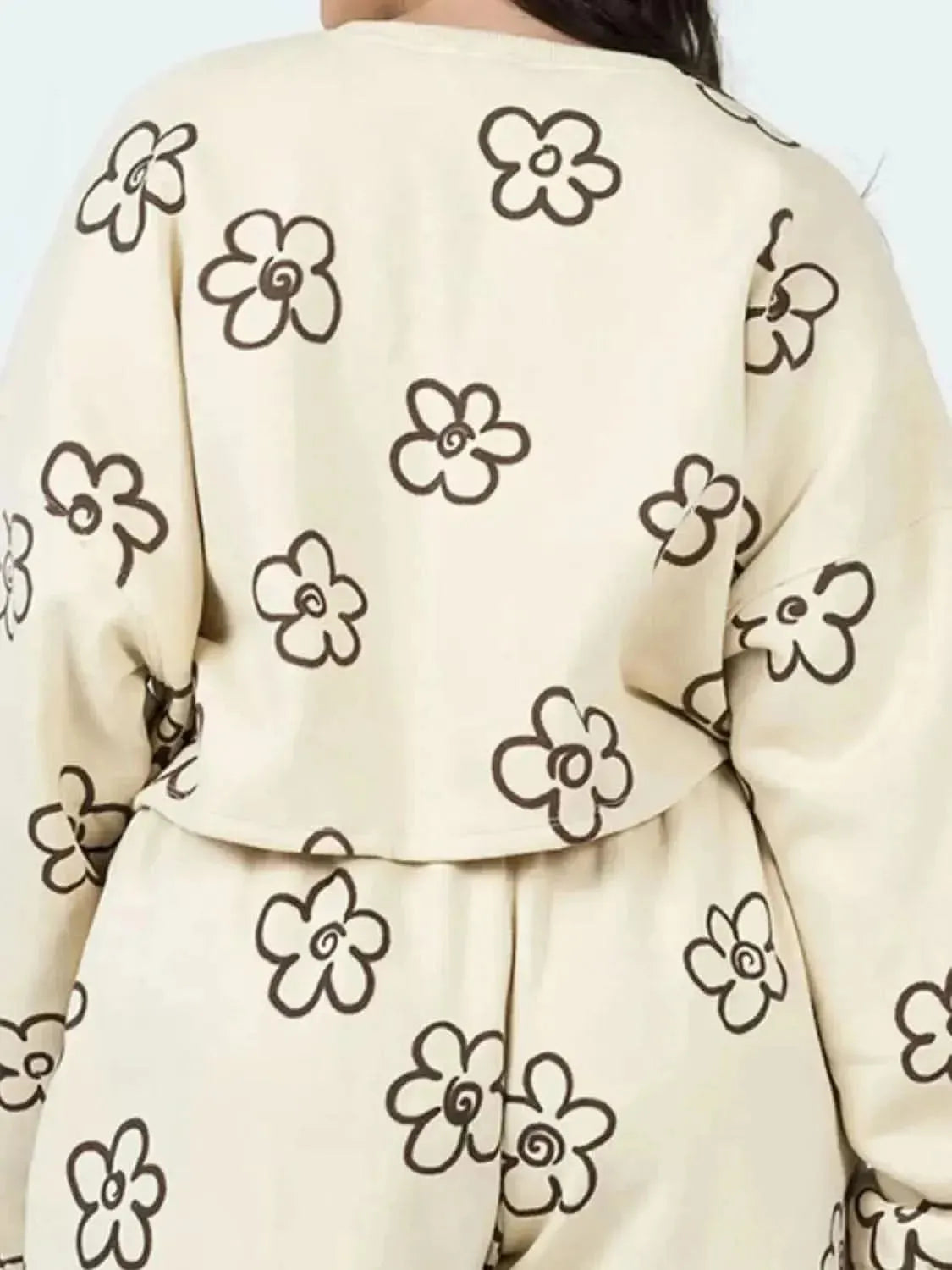 Floral Dropped Shoulder Sweatshirt and Shorts Set - Bad Moms Club
