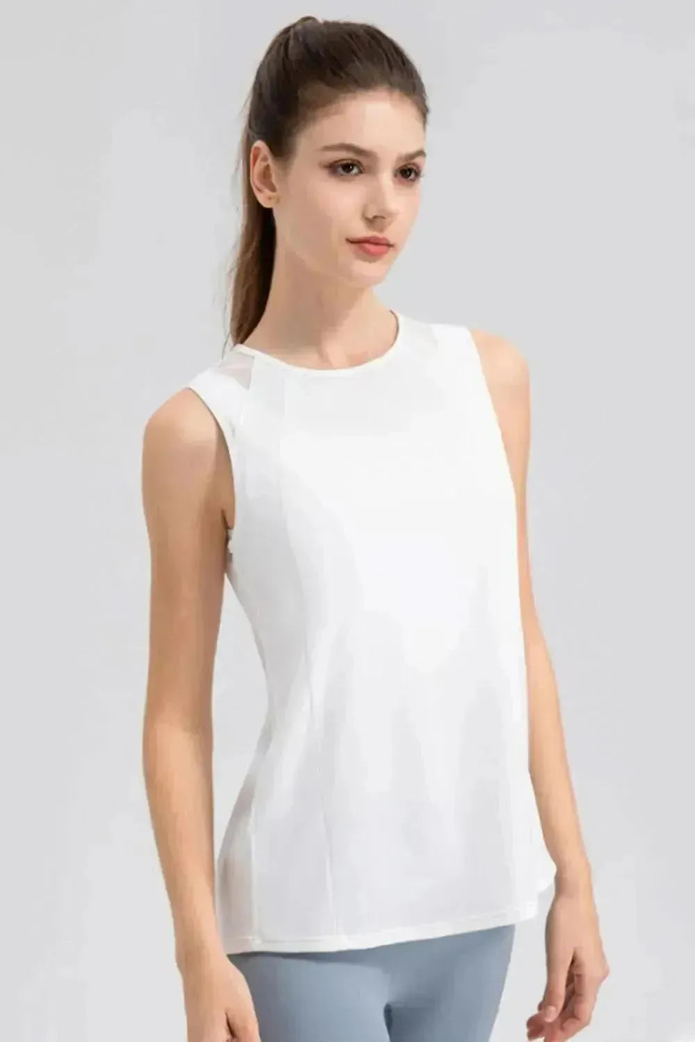 Round Neck Wide strap Active Tank - Bad Moms Club