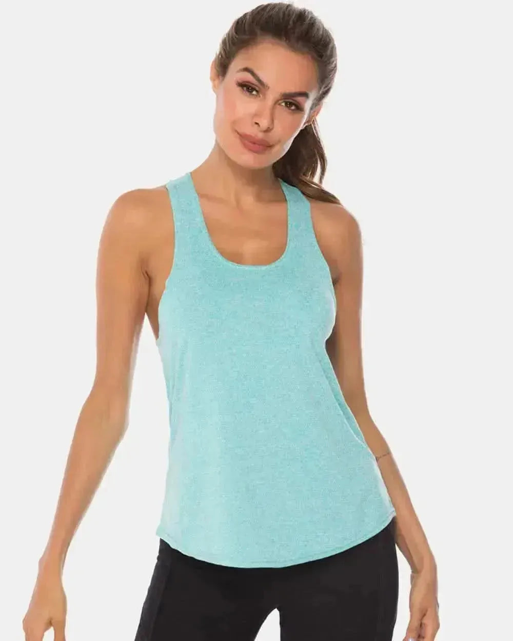 Full Size Scoop Neck Wide Strap Active Tank - Bad Moms Club