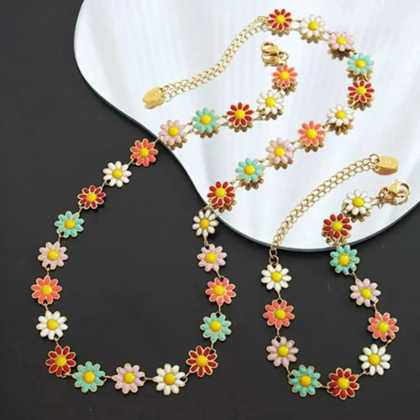 Titanium Steel Oil Drip Flower Necklace - Bad Moms Club