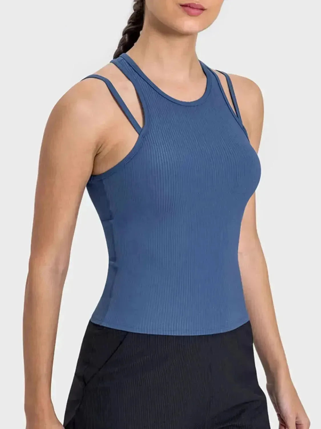 Cutout Round Neck Racerback Active Tank - Bad Moms Club