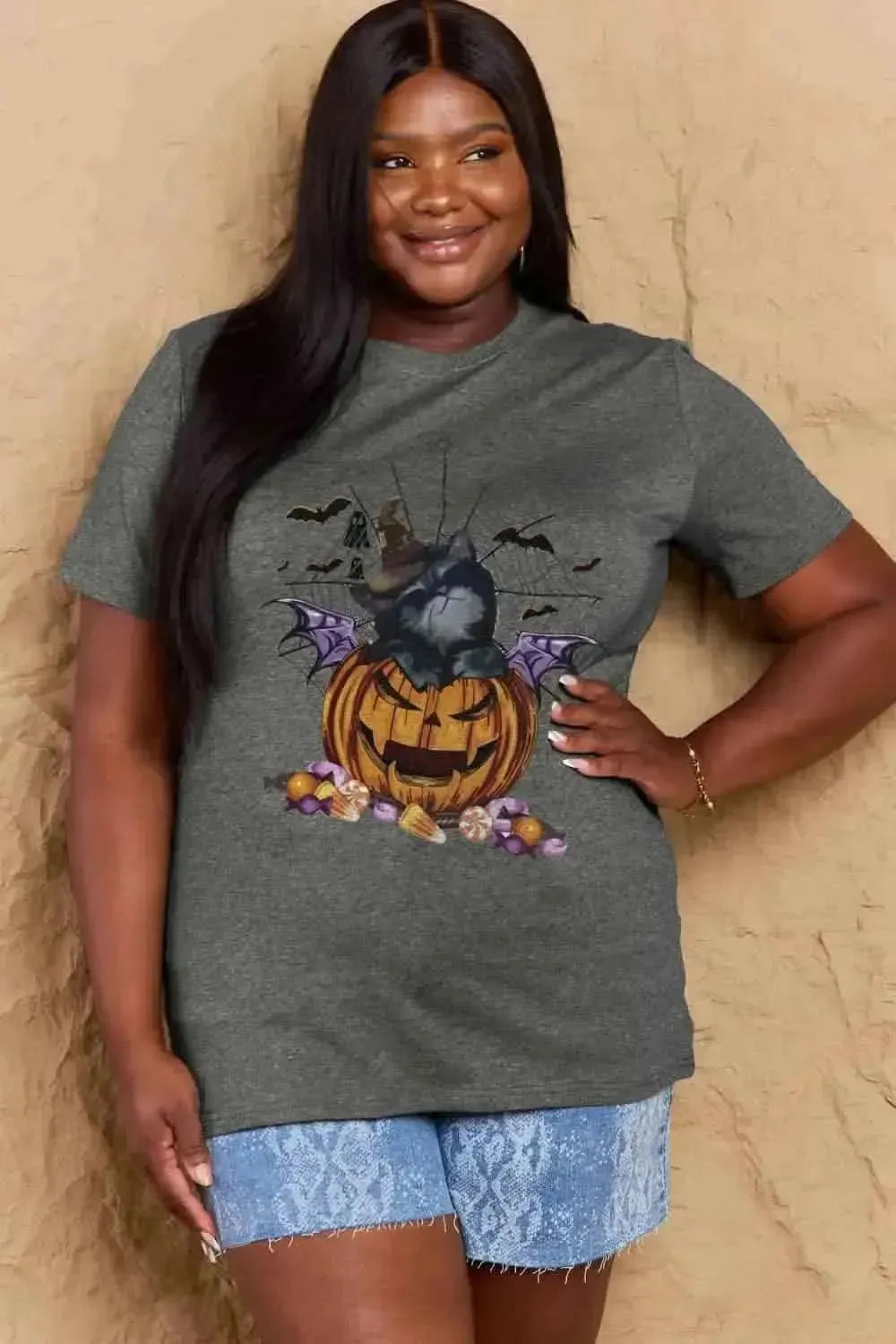 Simply Love Full Size Jack-O'-Lantern Graphic T-Shirt - Bad Moms Club