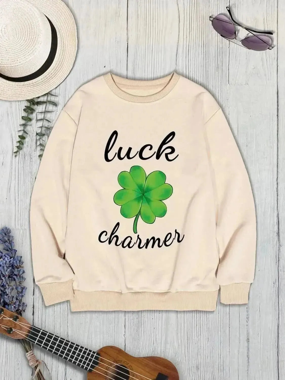 LUCK CHARMER Round Neck Sweatshirt - Bad Moms Club