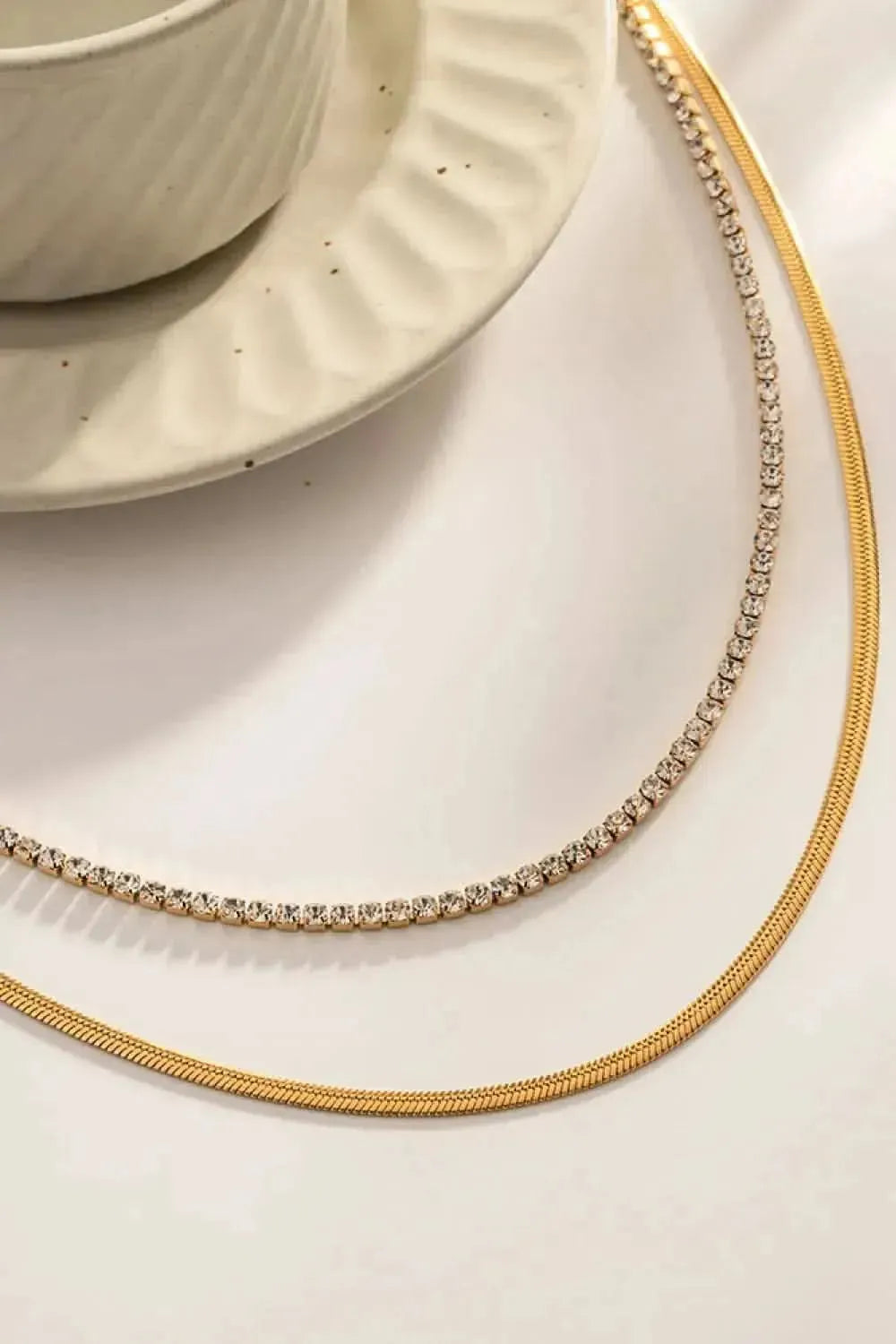 Double-Layered Inlaid Zircon Stainless Steel Necklace - Bad Moms Club