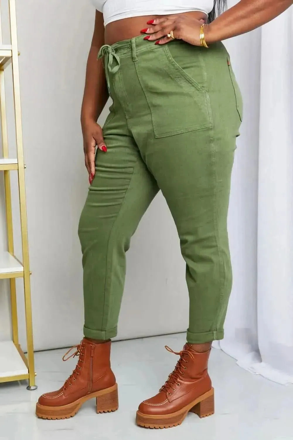 Judy Blue Full Size Drawstring Waist Pocket Jeans - Bad Moms Club