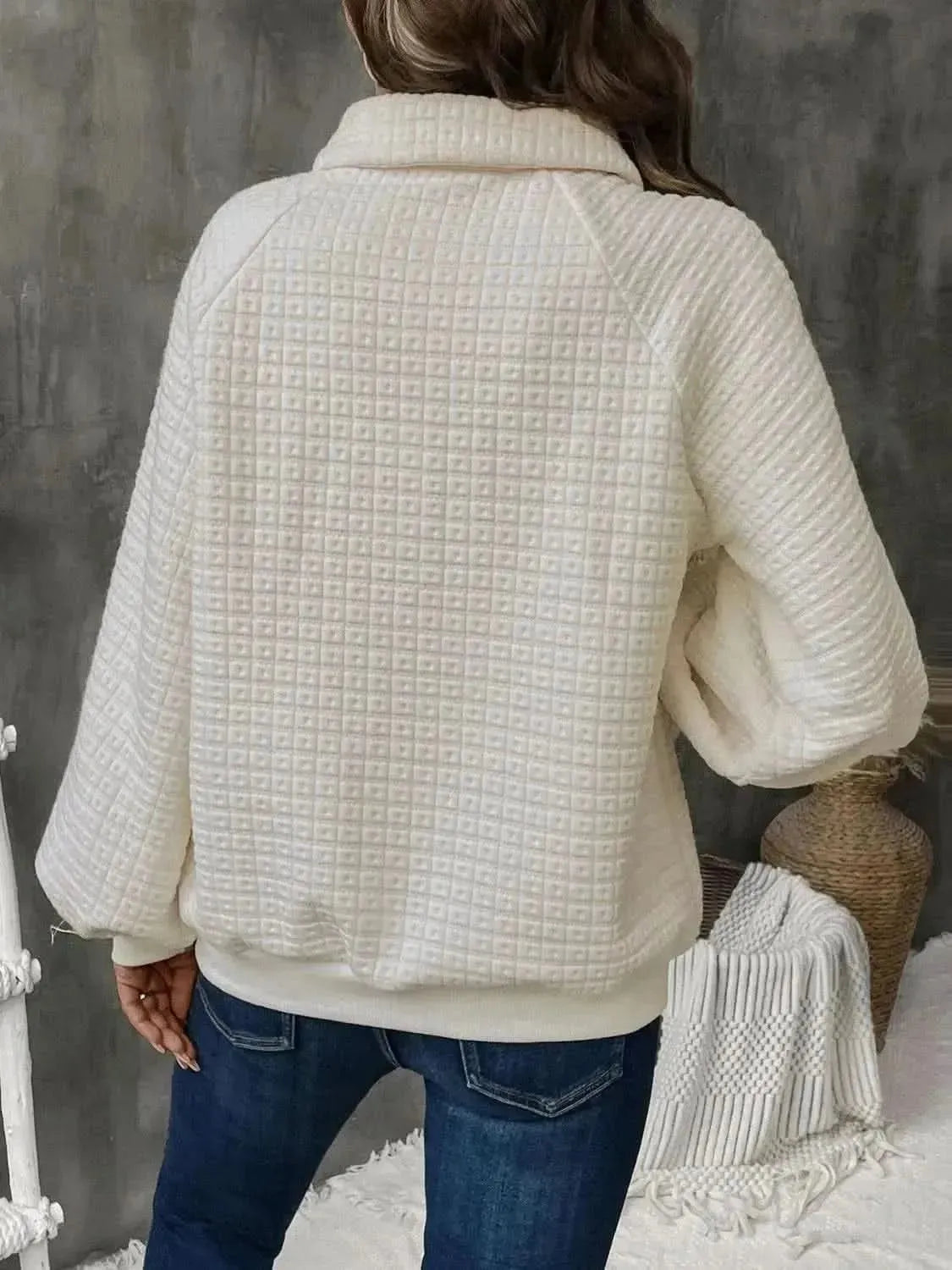 Perfee Half Button Long Sleeve Sweatshirt - Bad Moms Club