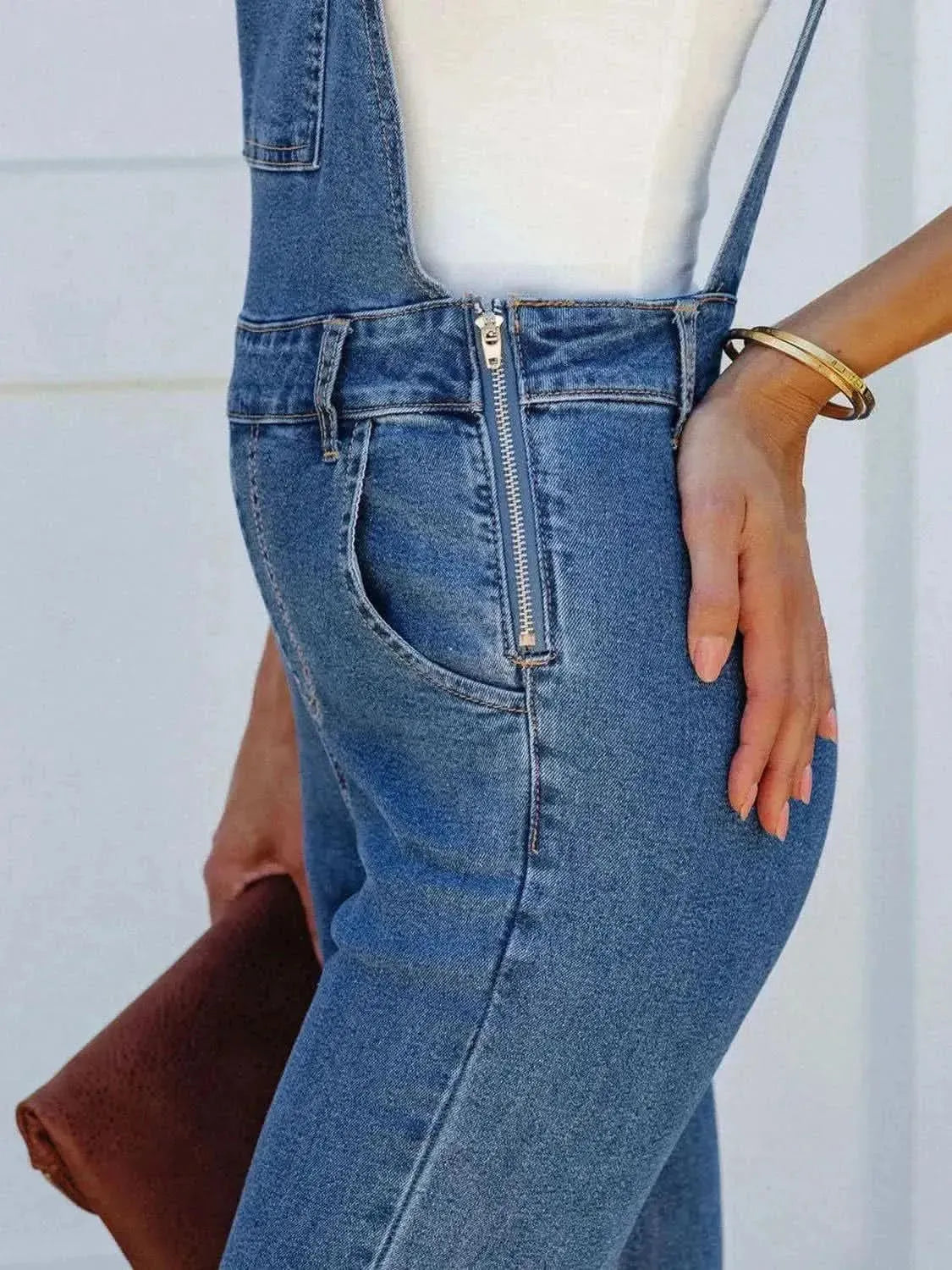 Raw Hem Denim Overall - Bad Moms Club