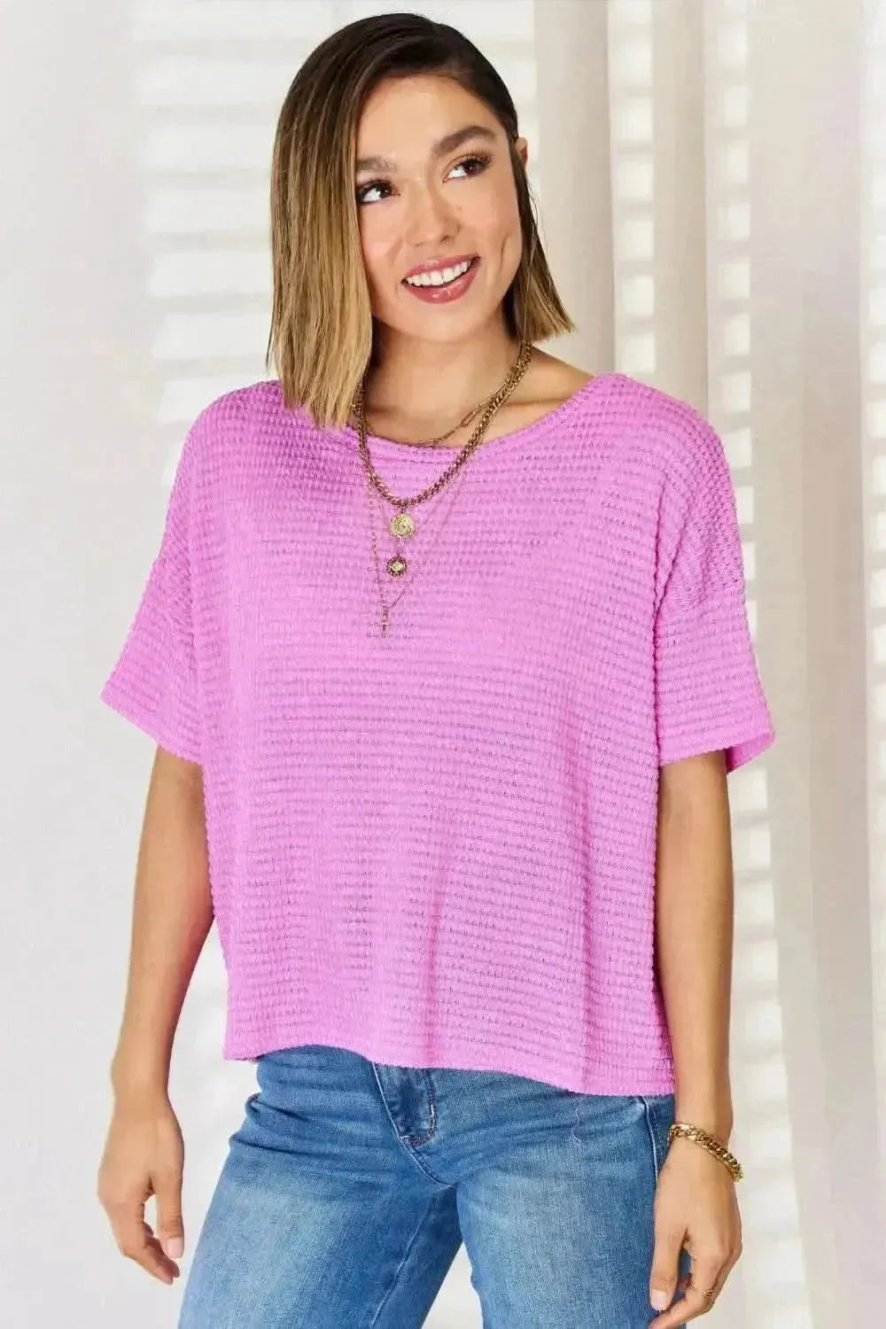 Zenana Full Size Round Neck Short Sleeve Top - Bad Moms Club