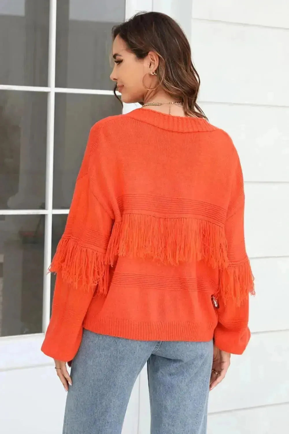 Fringe Trim Open Front Cardigan - Bad Moms Club