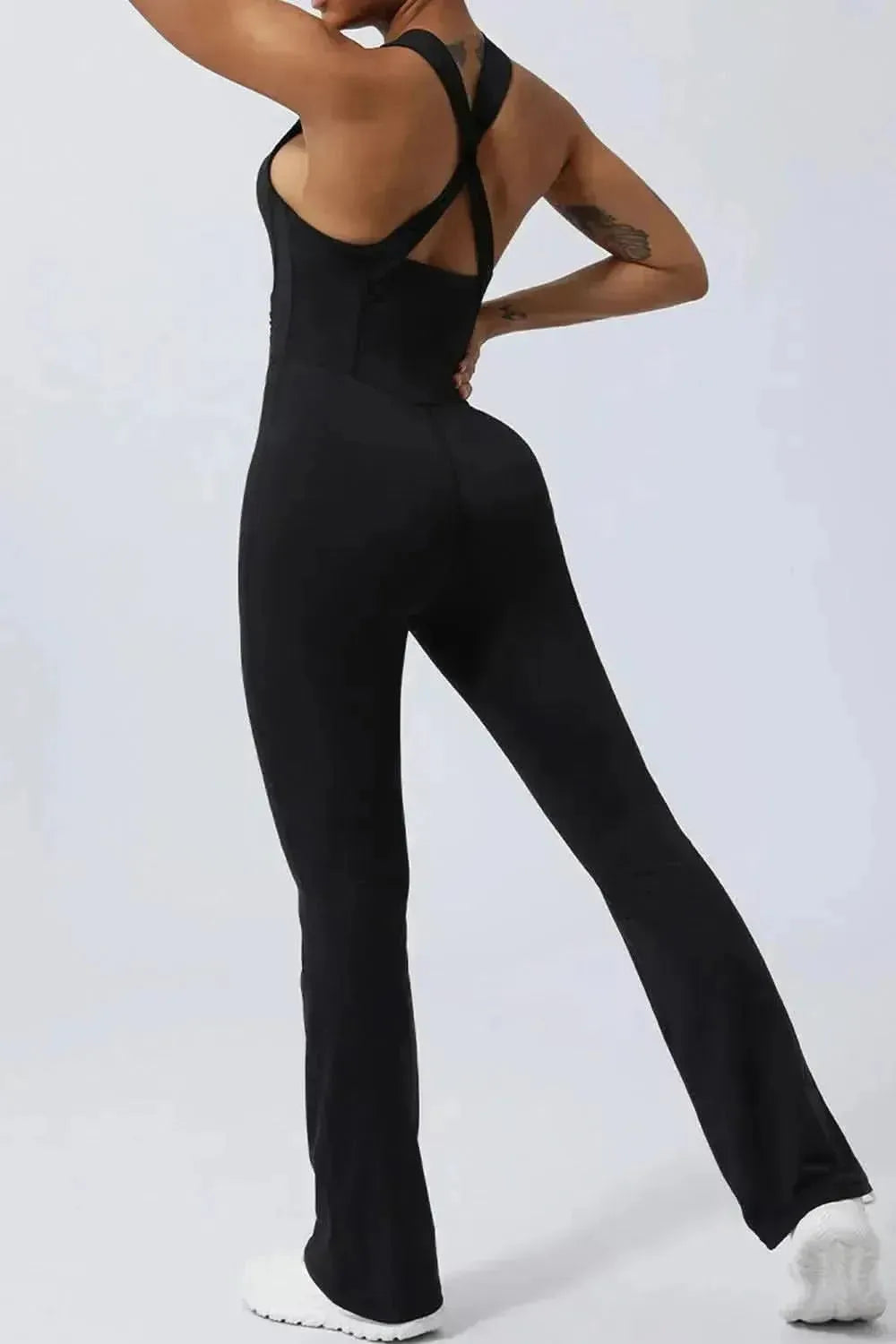 Crisscross Wide Strap Sleeveless Jumpsuit - Bad Moms Club
