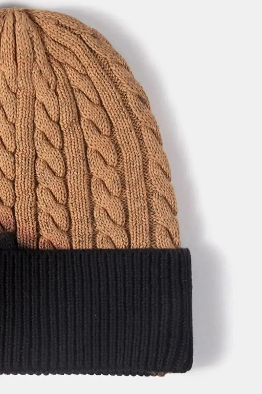 Contrast Tie-Dye Cable-Knit Cuffed Beanie - Bad Moms Club