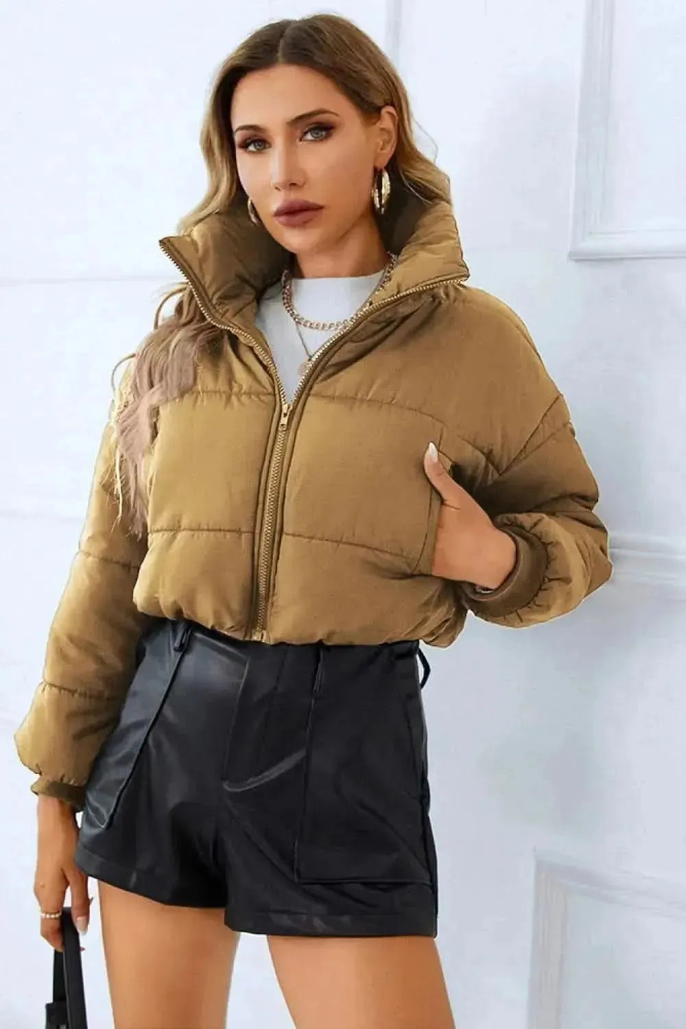 Zip-Up Winter Coat with Pockets - Bad Moms Club