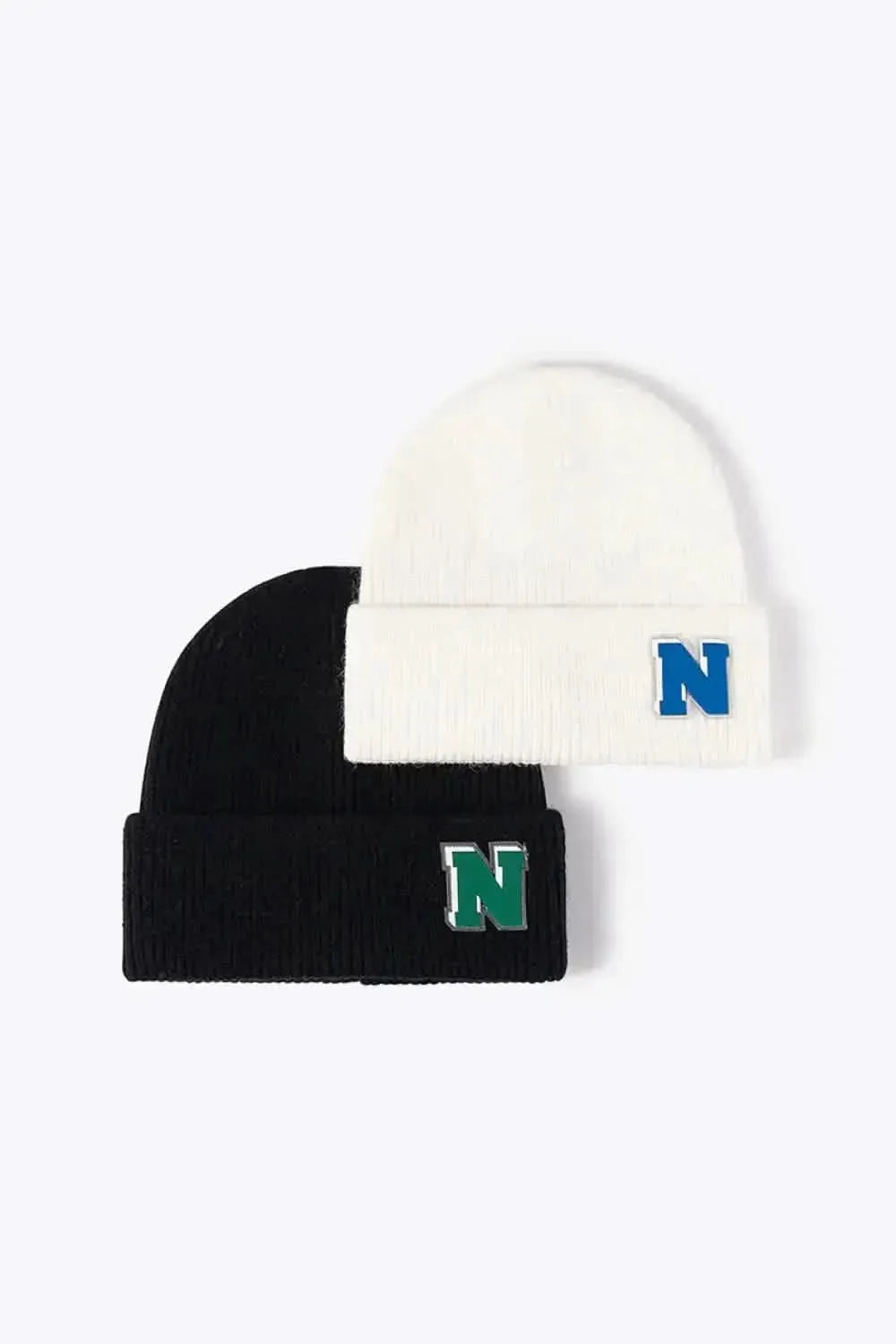 Letter N Patch Cuffed Knit Beanie - Bad Moms Club