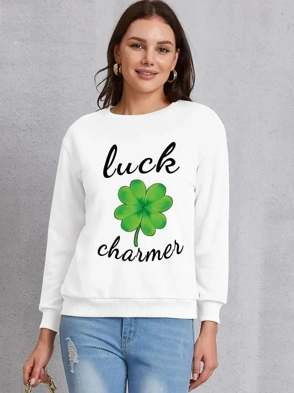 LUCK CHARMER Round Neck Sweatshirt - Bad Moms Club
