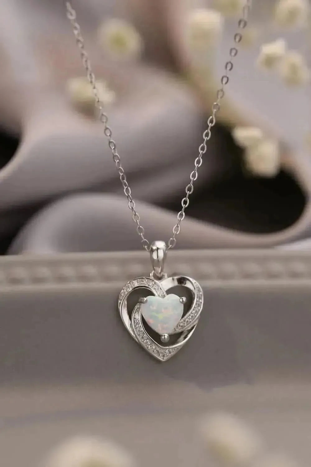 Opal Heart Pendant Necklace - Bad Moms Club
