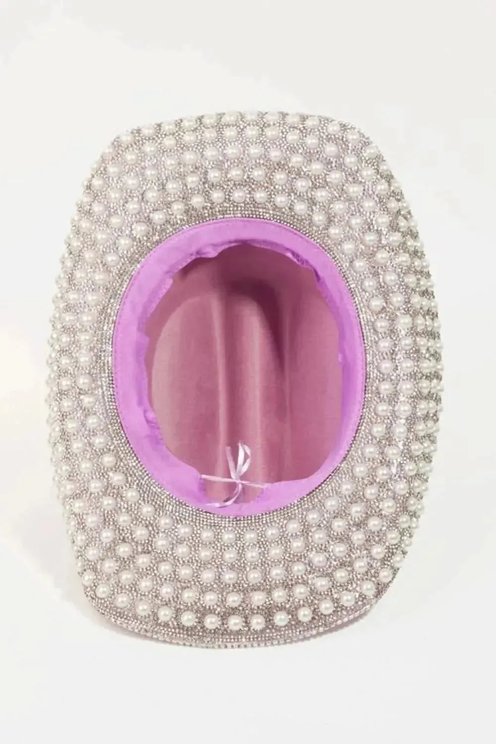 Fame Pave Rhinestone Pearl Trim Cowboy Hat - Bad Moms Club