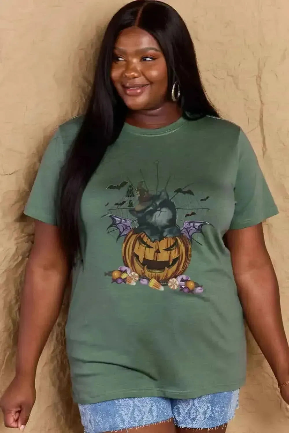 Simply Love Full Size Jack-O'-Lantern Graphic T-Shirt - Bad Moms Club
