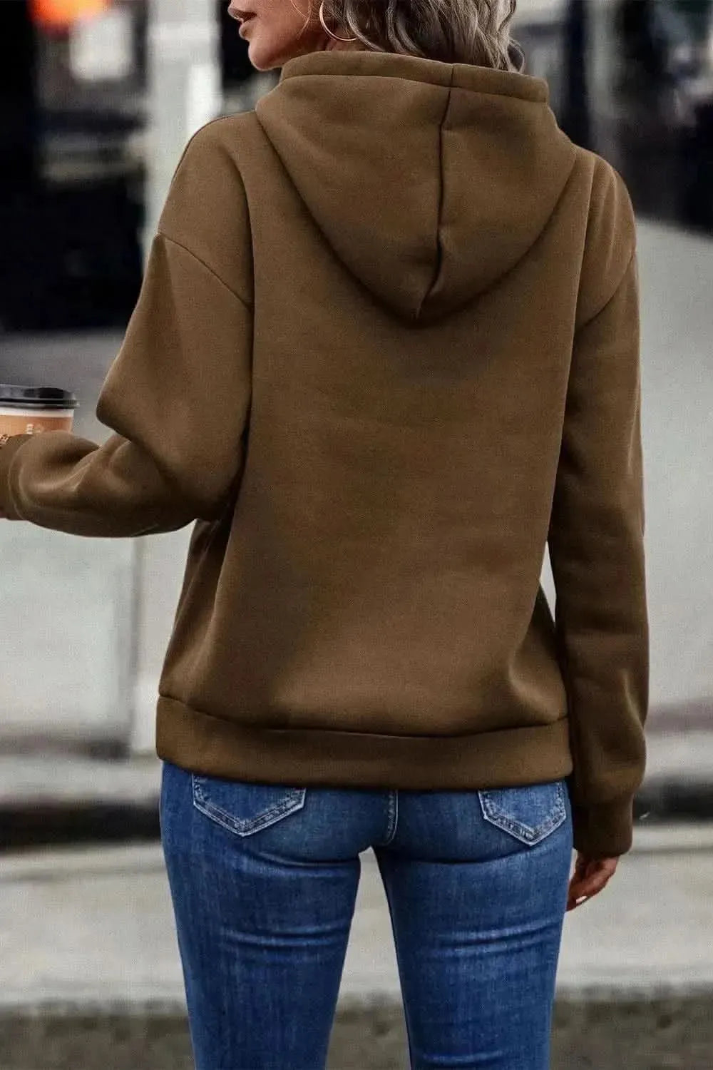 Contrast Fringe Detail Dropped Shoulder Hoodie - Bad Moms Club