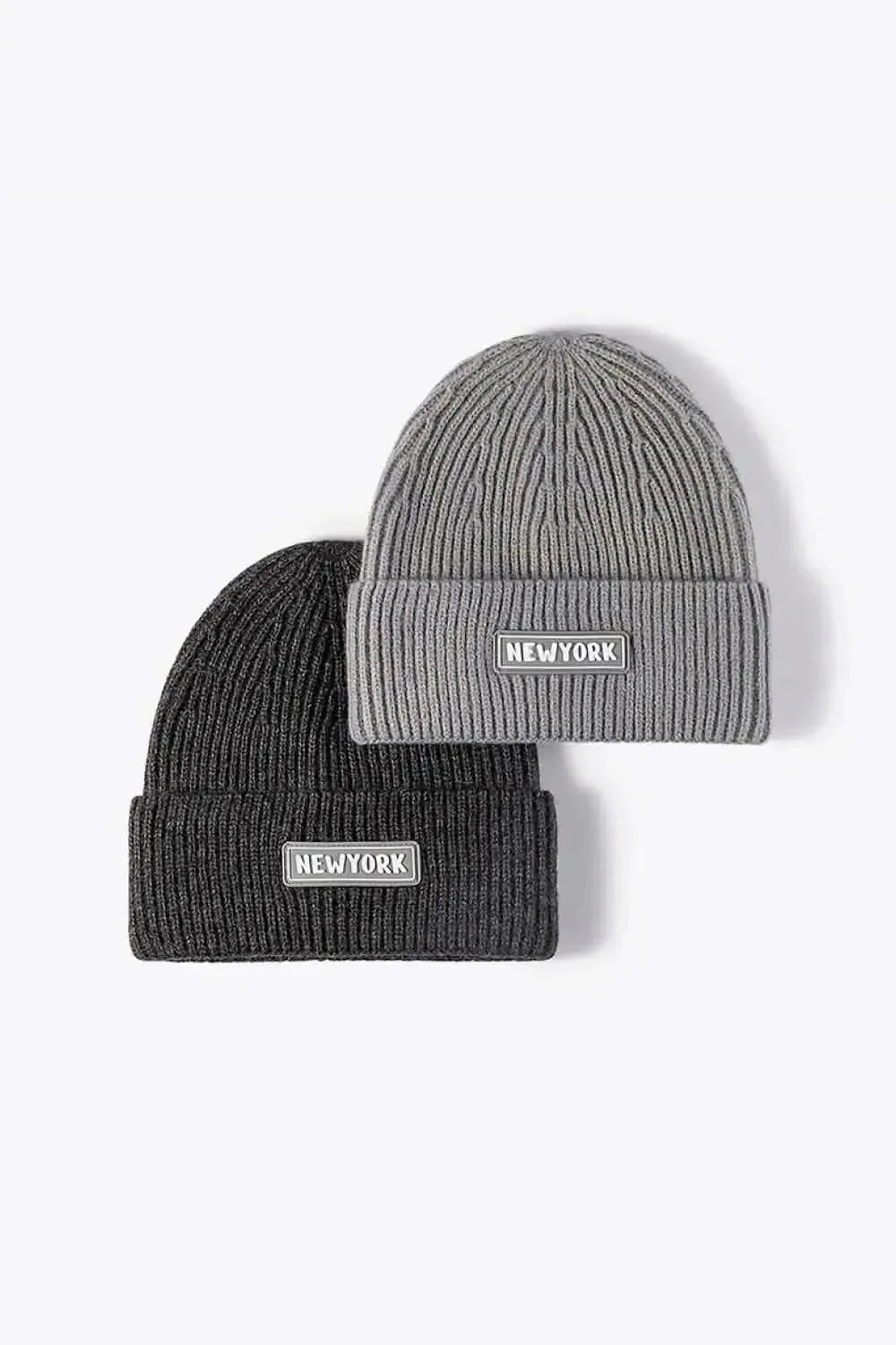 NEWYORK Patch Rib-Knit Cuffed Beanie - Bad Moms Club