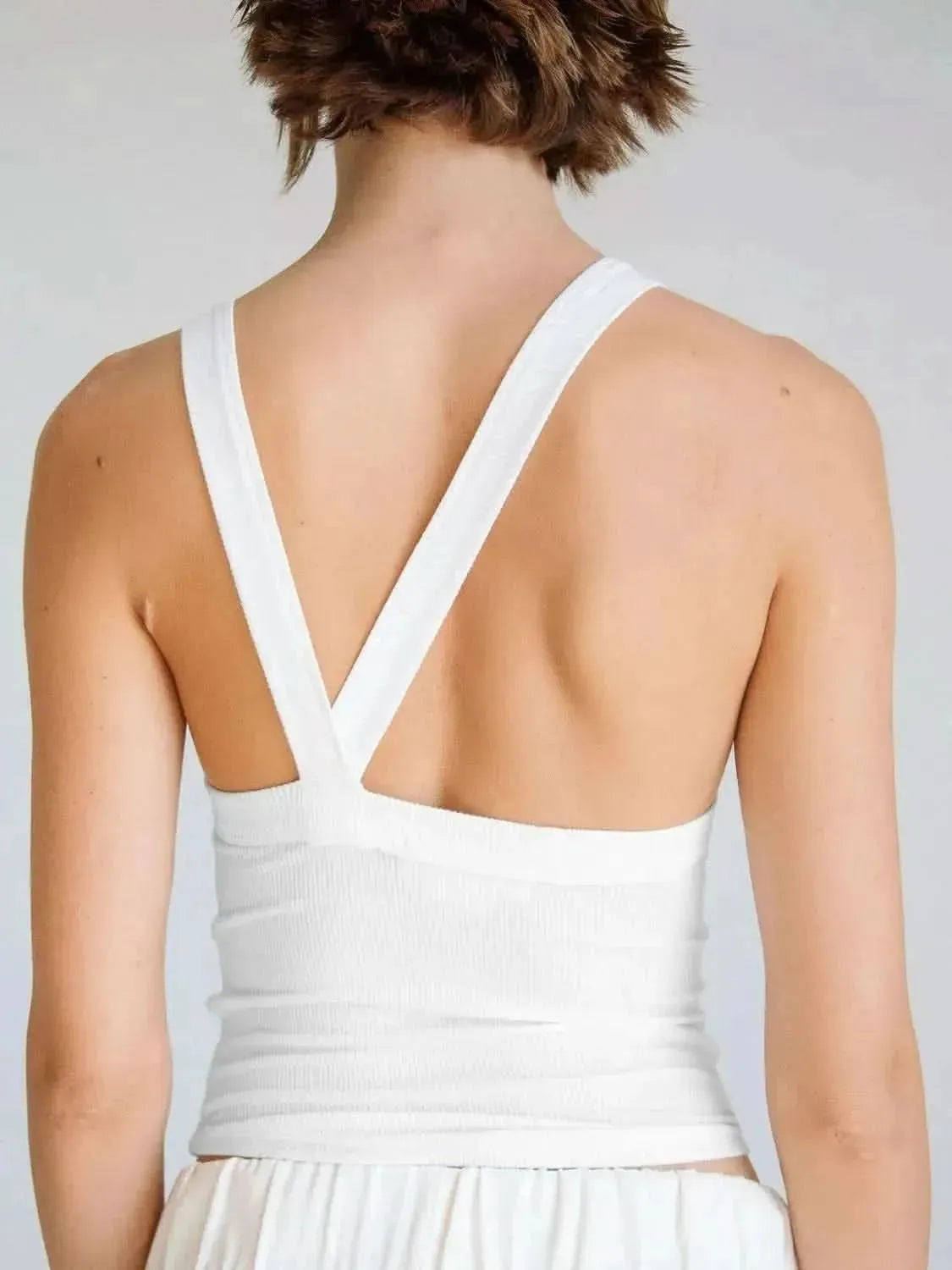 Halter Neck Ribbed Cropped Top - Bad Moms Club