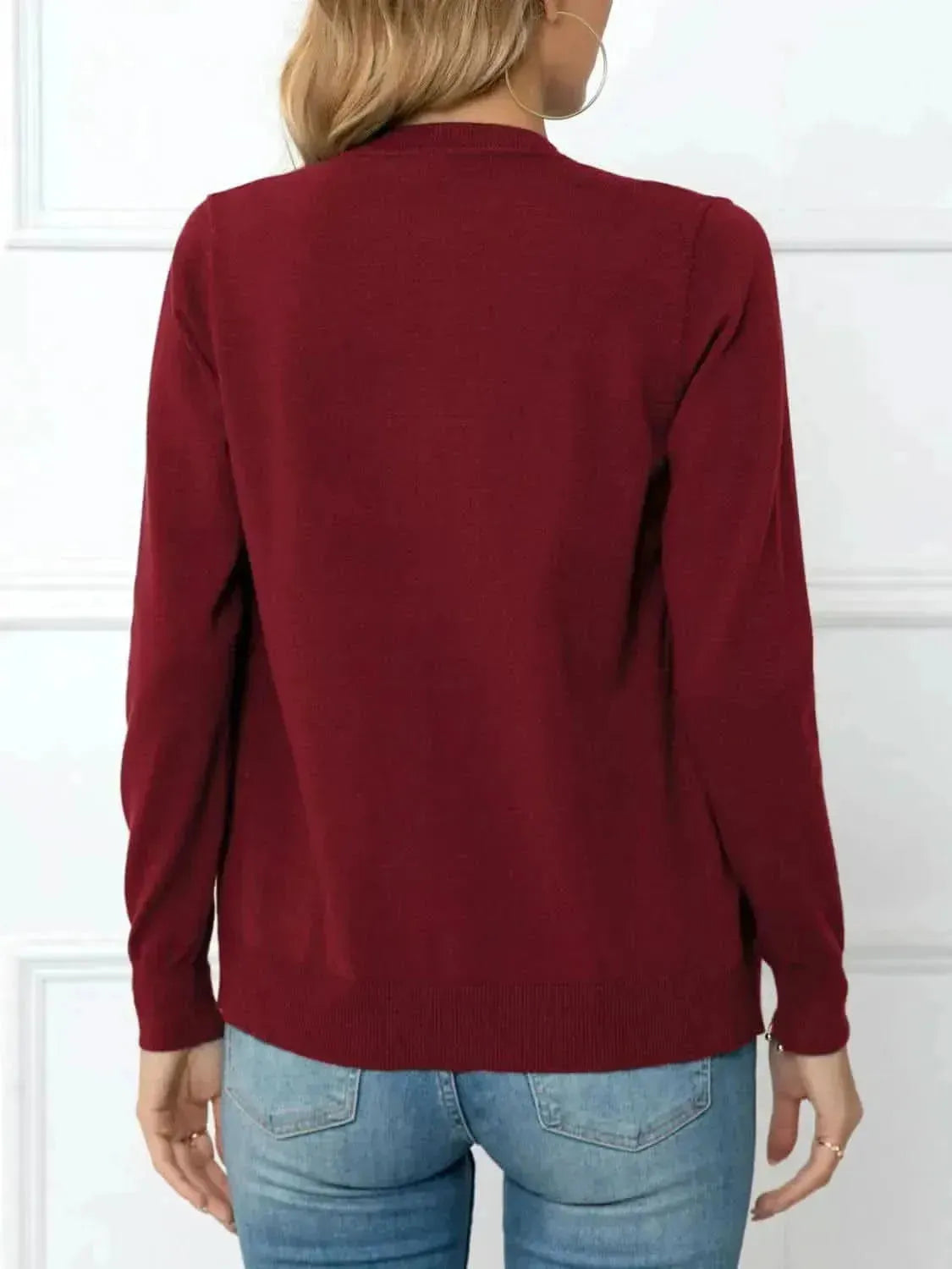 Button Down Round Neck Cardigan - Bad Moms Club