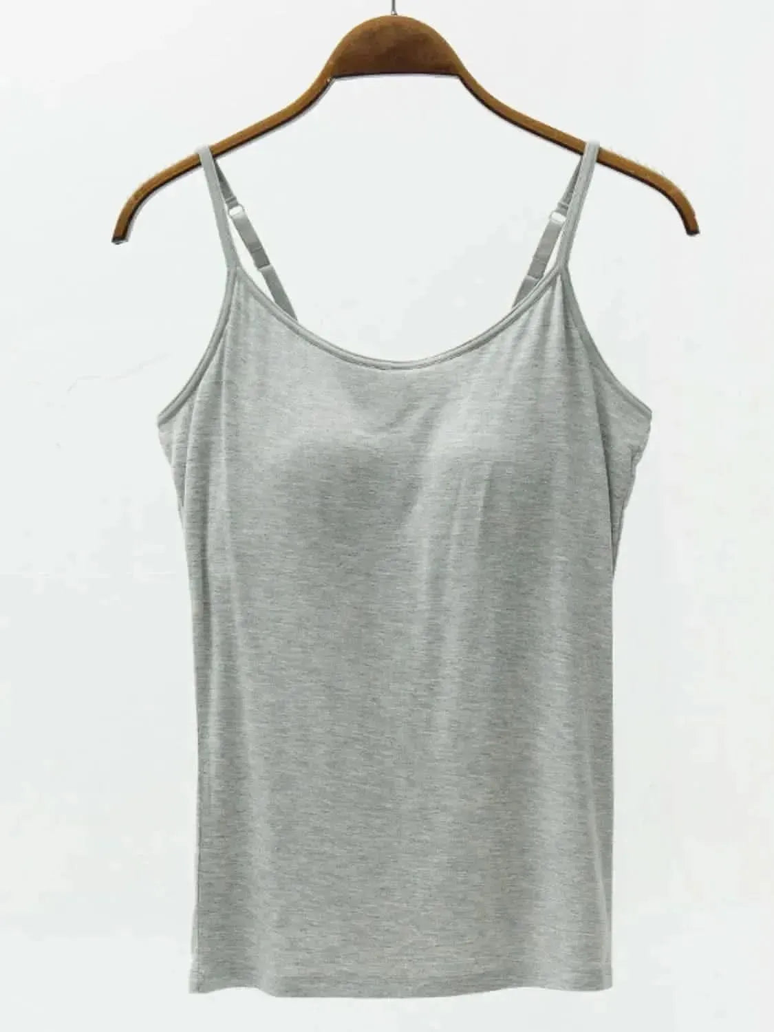 Full Size Adjustable Strap Modal Cami with Bra - Bad Moms Club