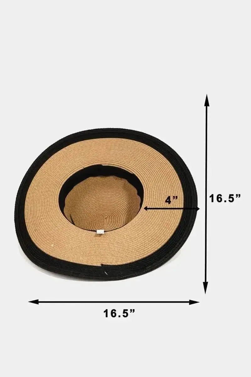 Fame Chain Black Trim Straw Hat - Bad Moms Club
