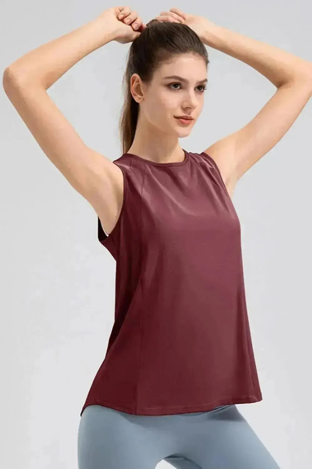 Round Neck Wide strap Active Tank - Bad Moms Club
