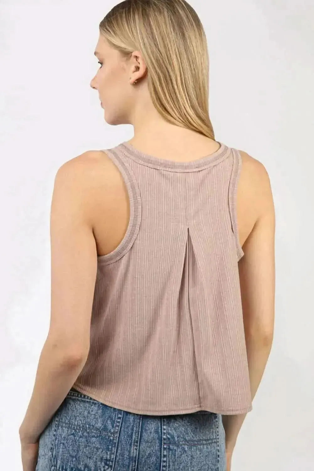 VERY J V-Neck Knit Swing Cropped Tank - Bad Moms Club