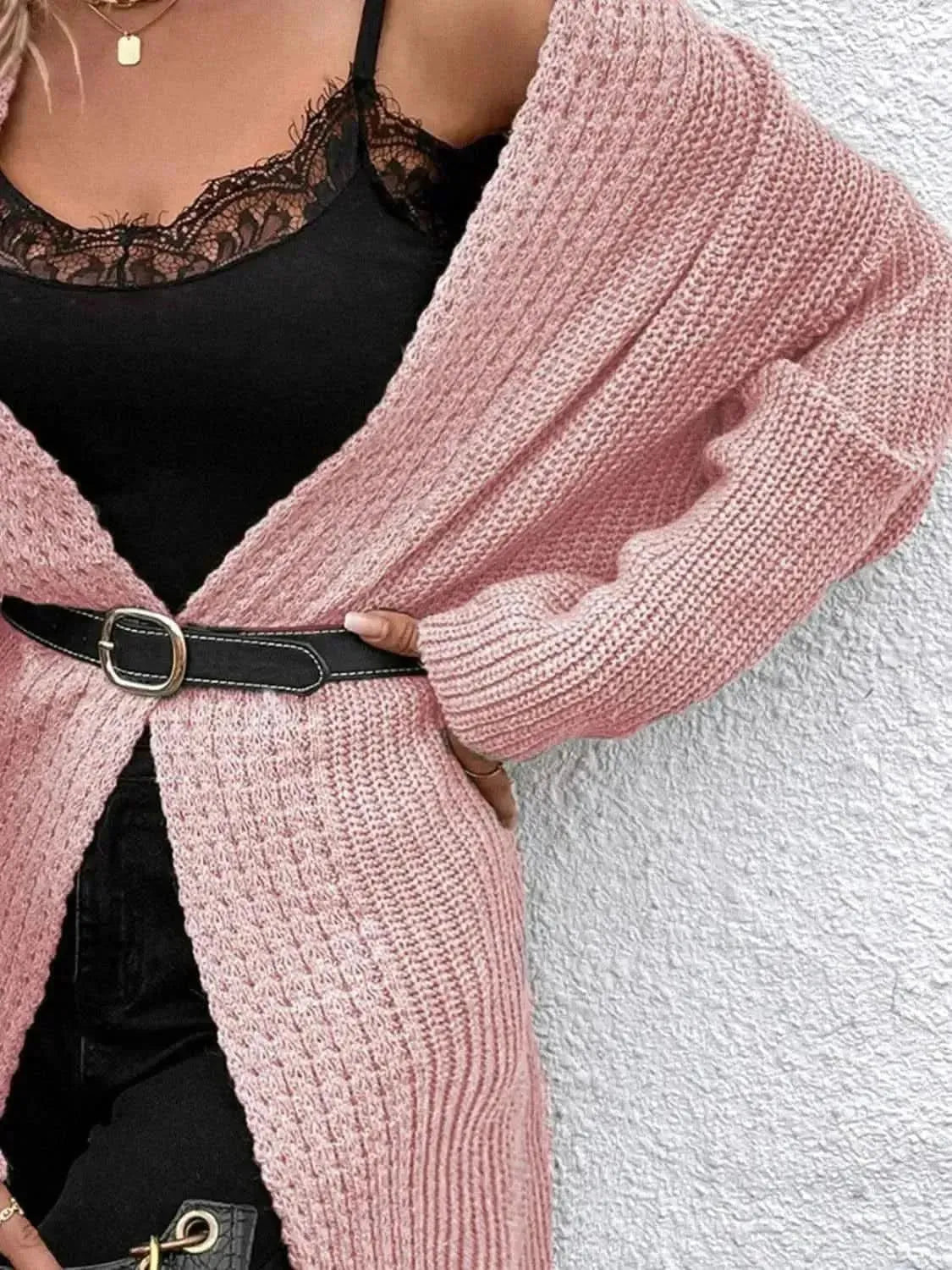 Open Front Dropped Shoulder Longline Cardigan - Bad Moms Club