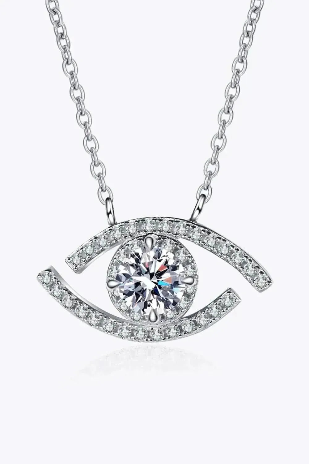 Moissanite Evil Eye Pendant 925 Sterling Silver Necklace - Bad Moms Club