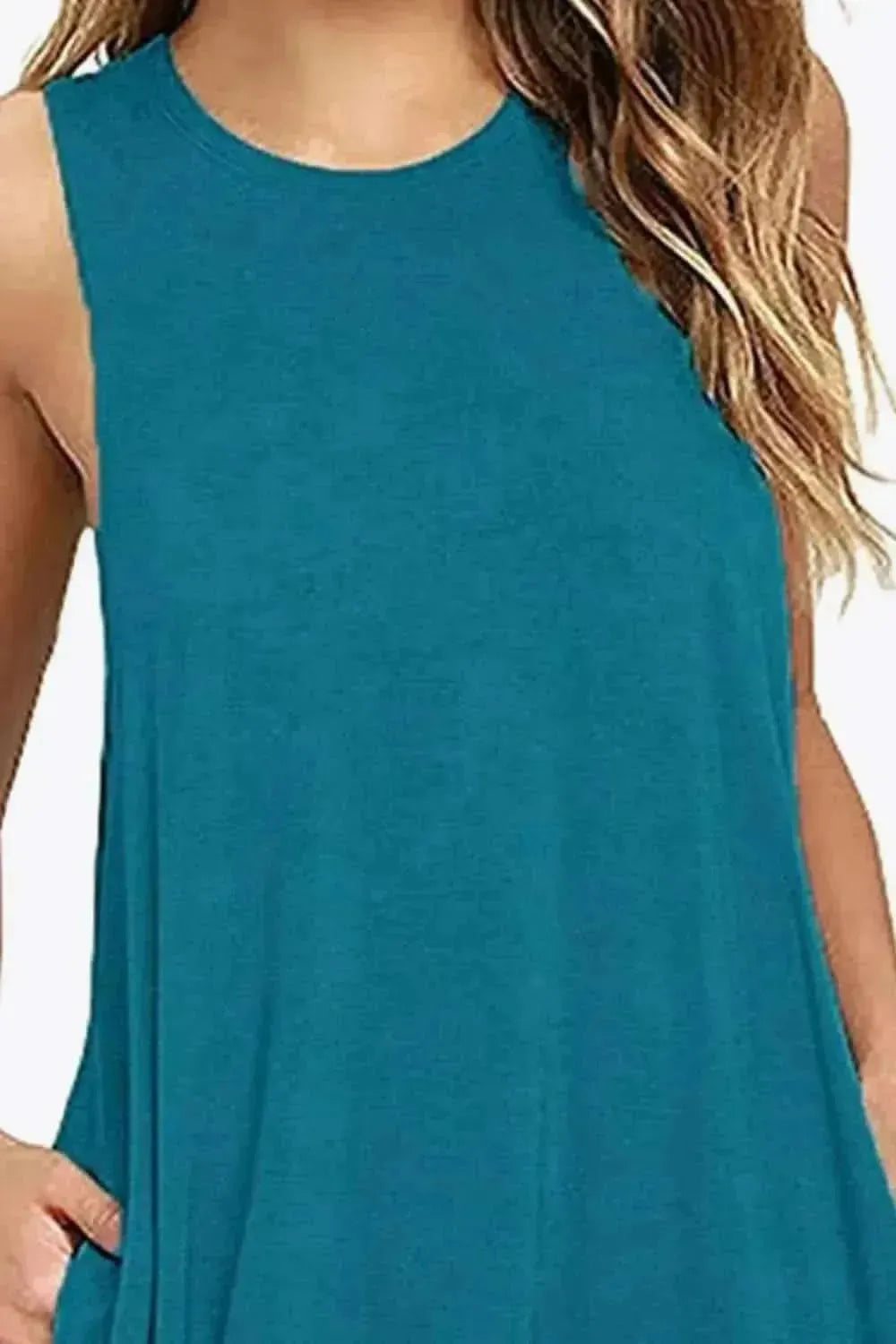 Full Size Round Neck Sleeveless Dress with Pockets - Bad Moms Club