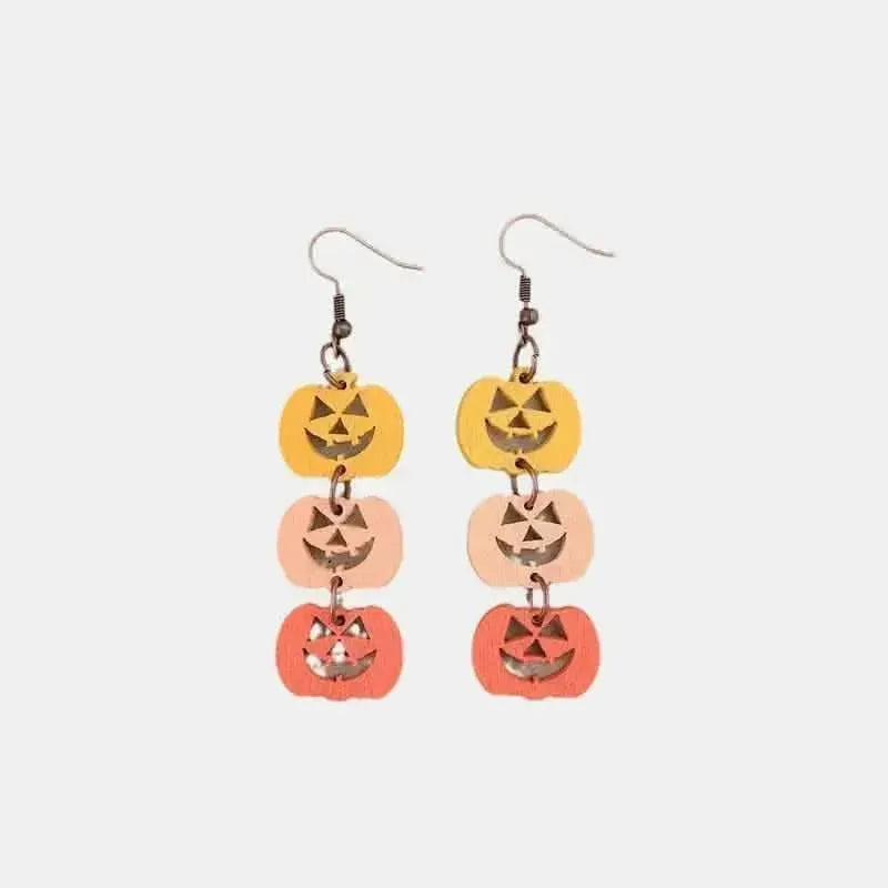 Wooden Contrast Pumpkin Earrings - Bad Moms Club