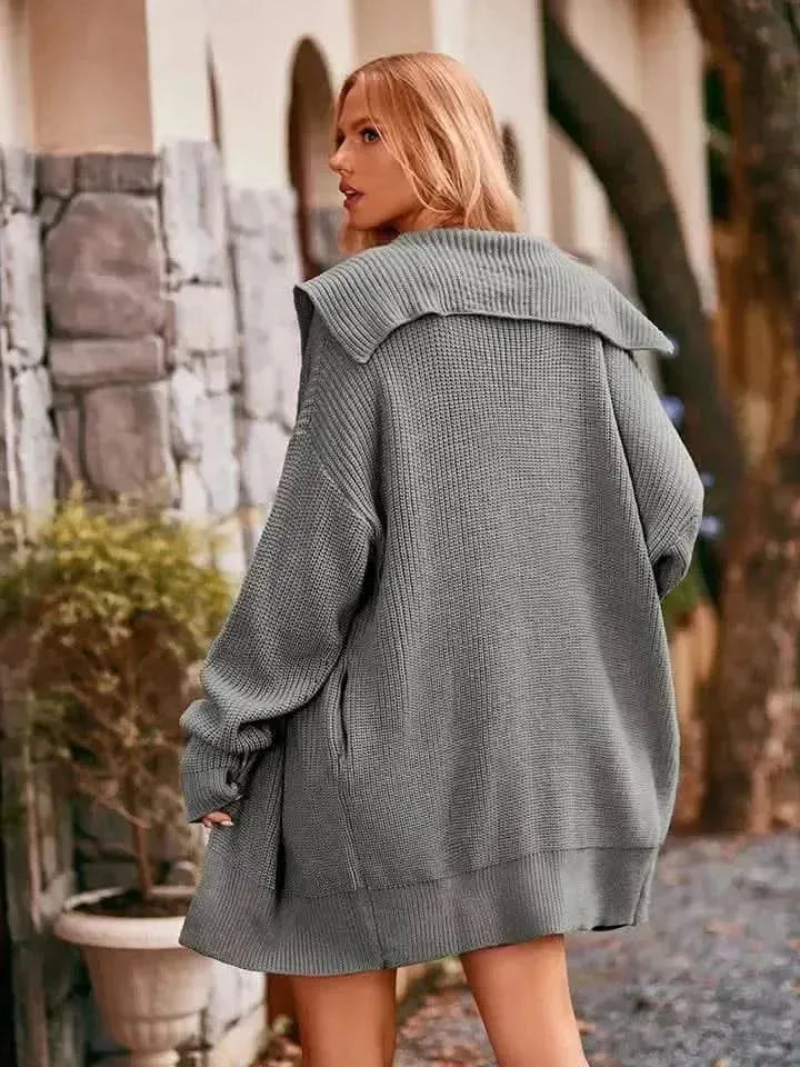Dropped Shoulder Long Sleeve Cardigan - Bad Moms Club