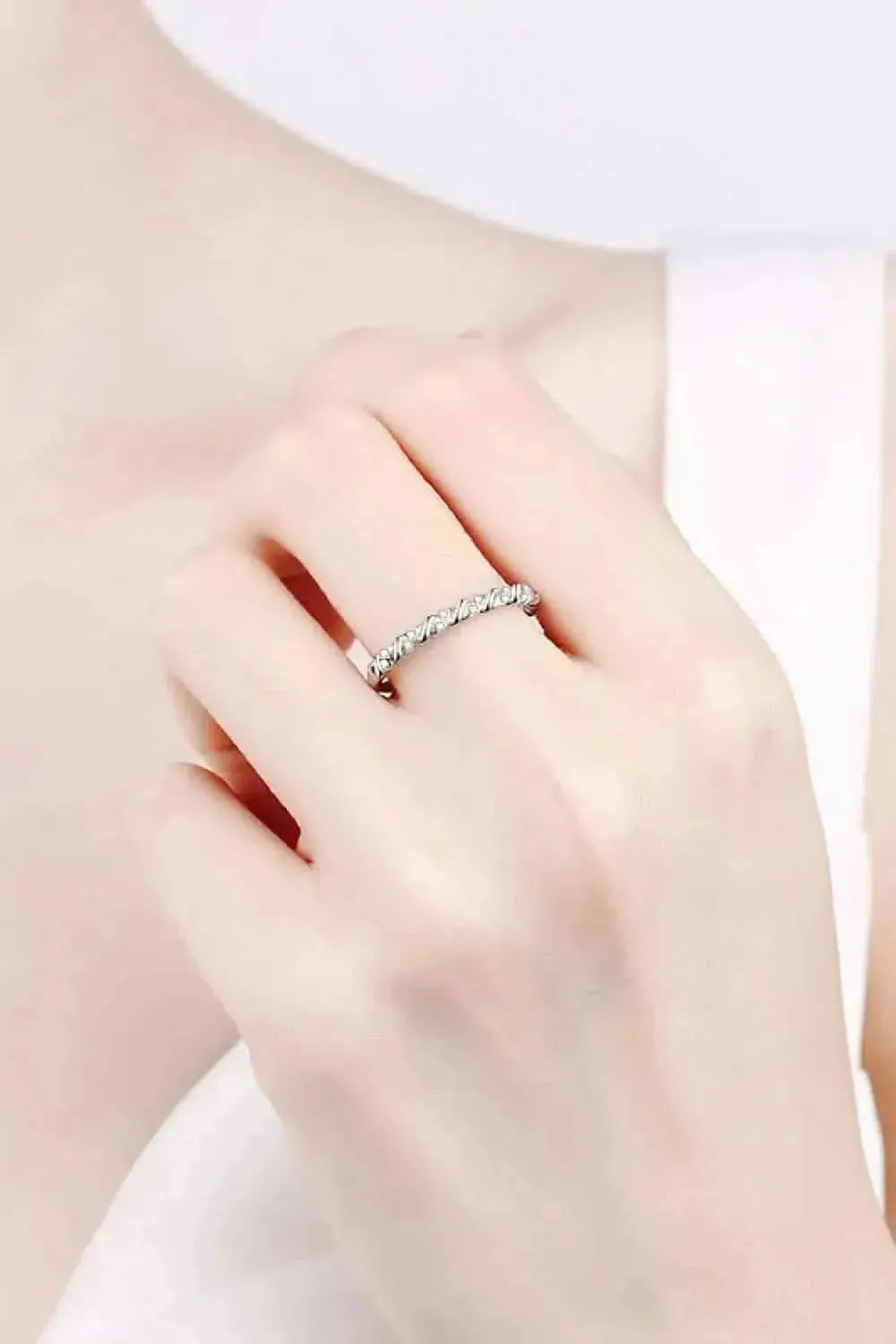 Moissanite Rhodium-Plated Half-Eternity Ring - Bad Moms Club