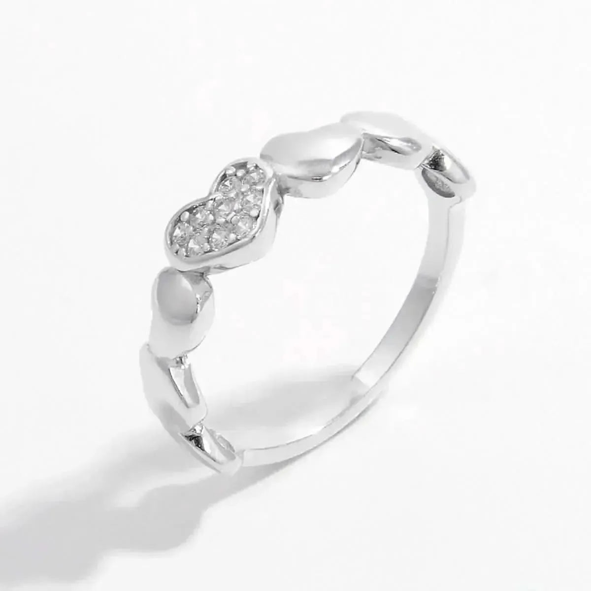925 Sterling Silver Inlaid Zircon Heart Ring - Bad Moms Club