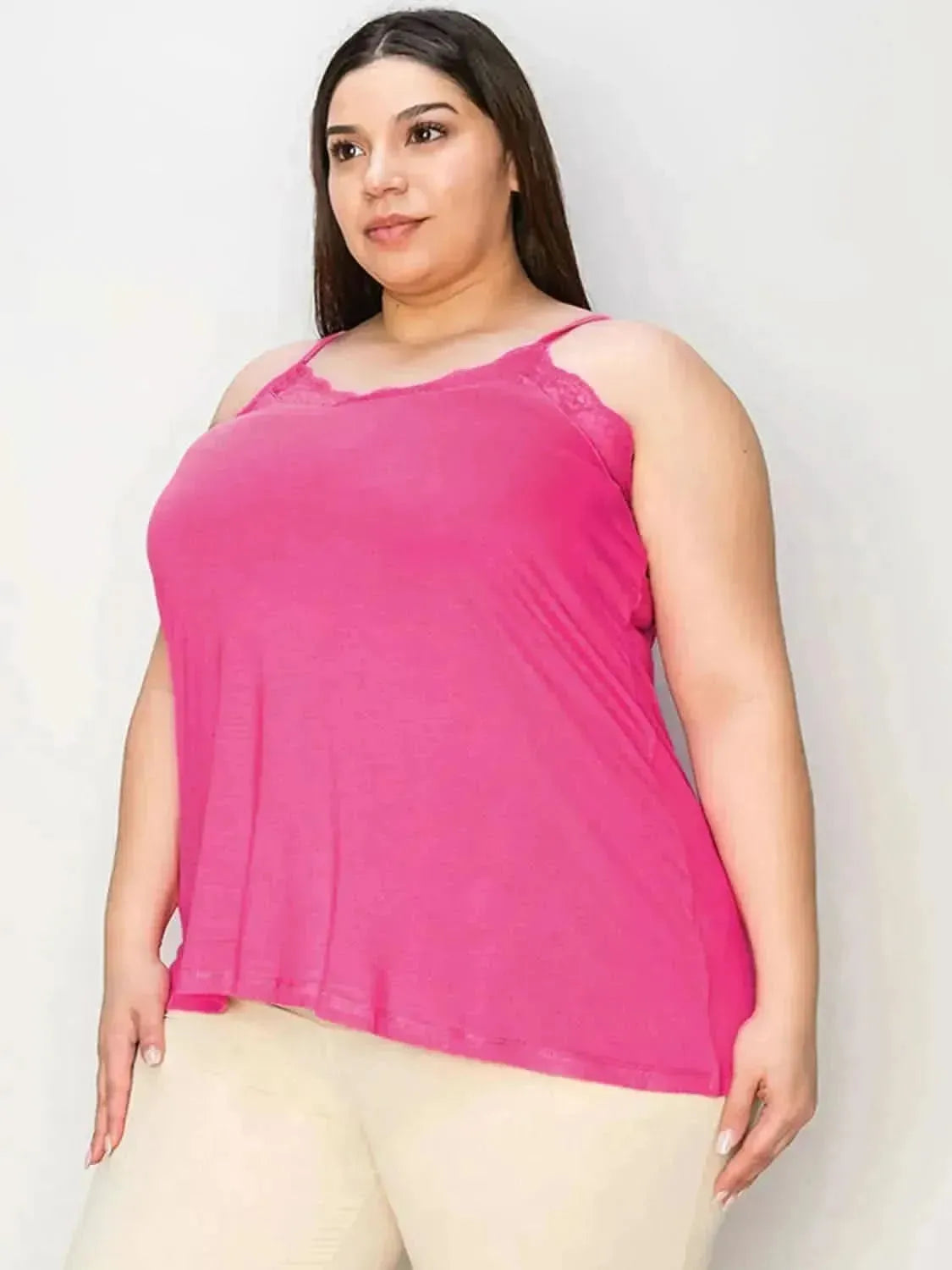 Basic Bae Full Size Lace Trim V-Neck Cami - Bad Moms Club