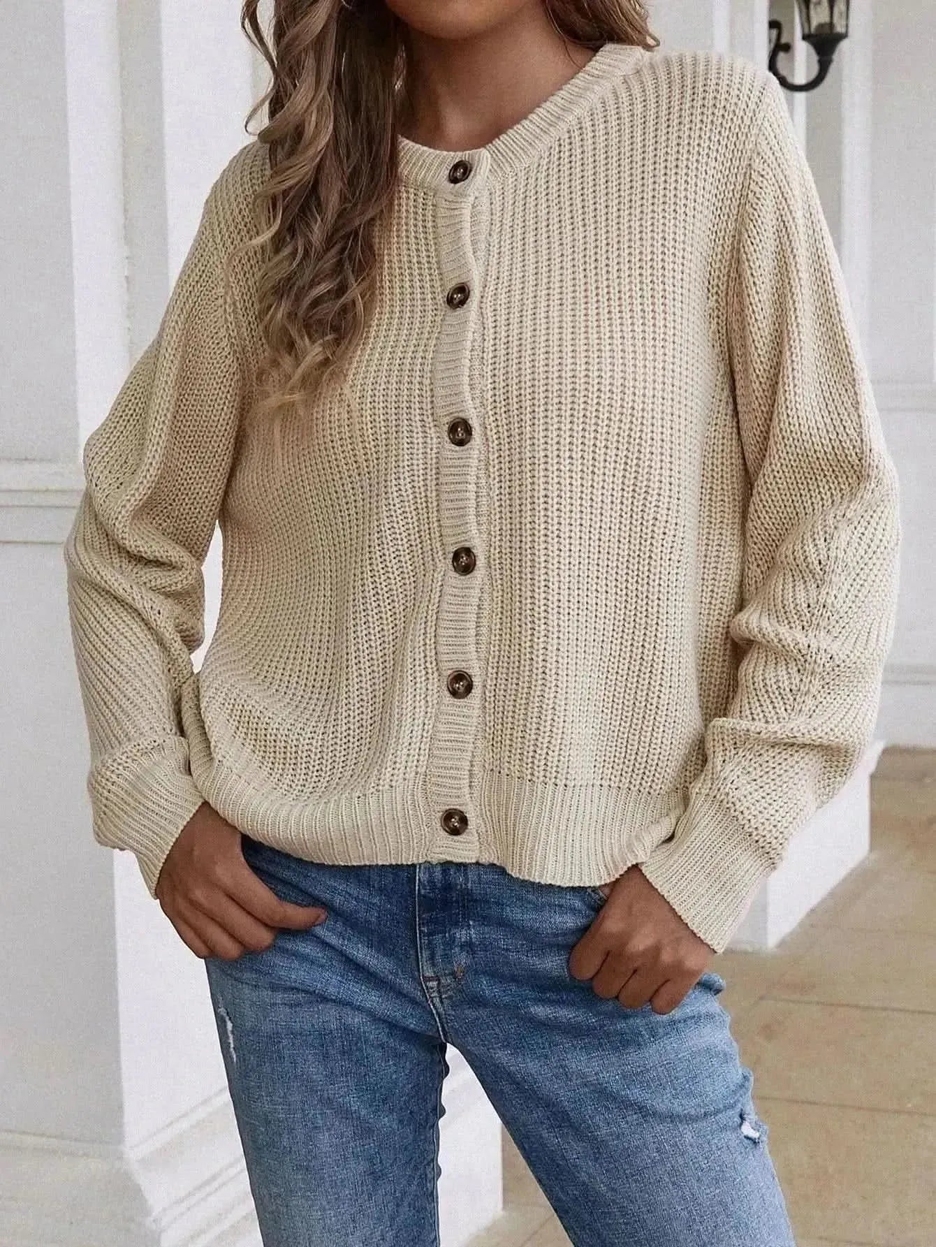 Button Down Rib-Knit Reversible Cardigan - Bad Moms Club