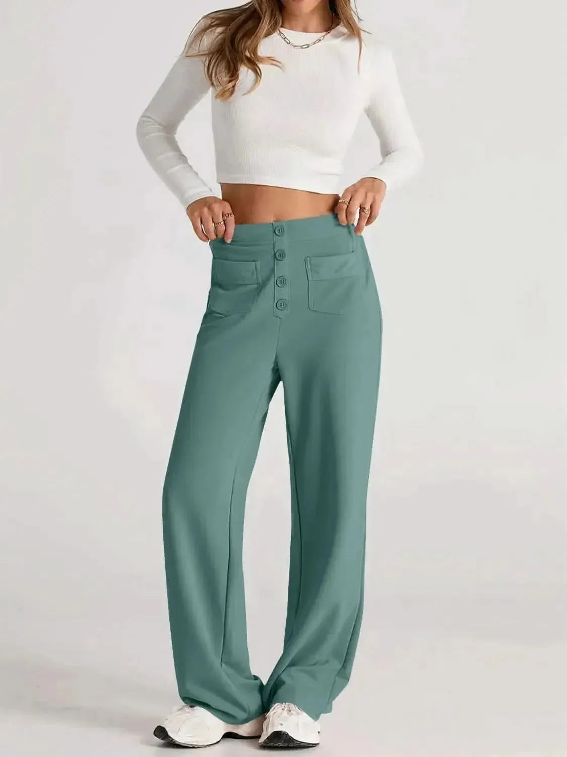 High Waist Wide Leg Pants - Bad Moms Club