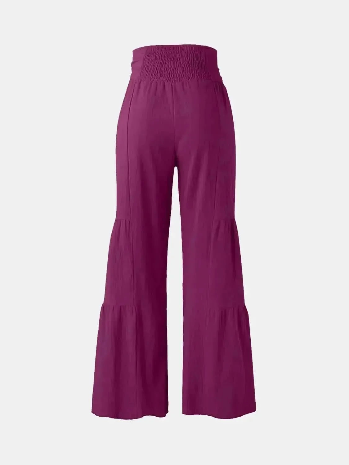 Tied Ruched Wide Leg Pants - Bad Moms Club
