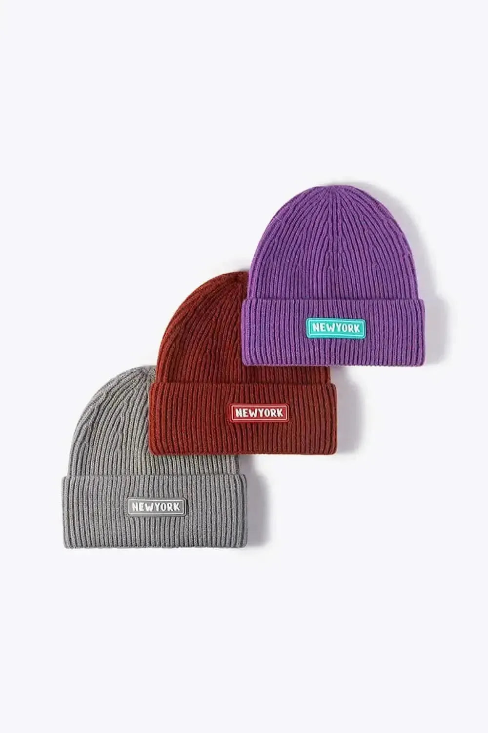 NEWYORK Patch Rib-Knit Cuffed Beanie - Bad Moms Club