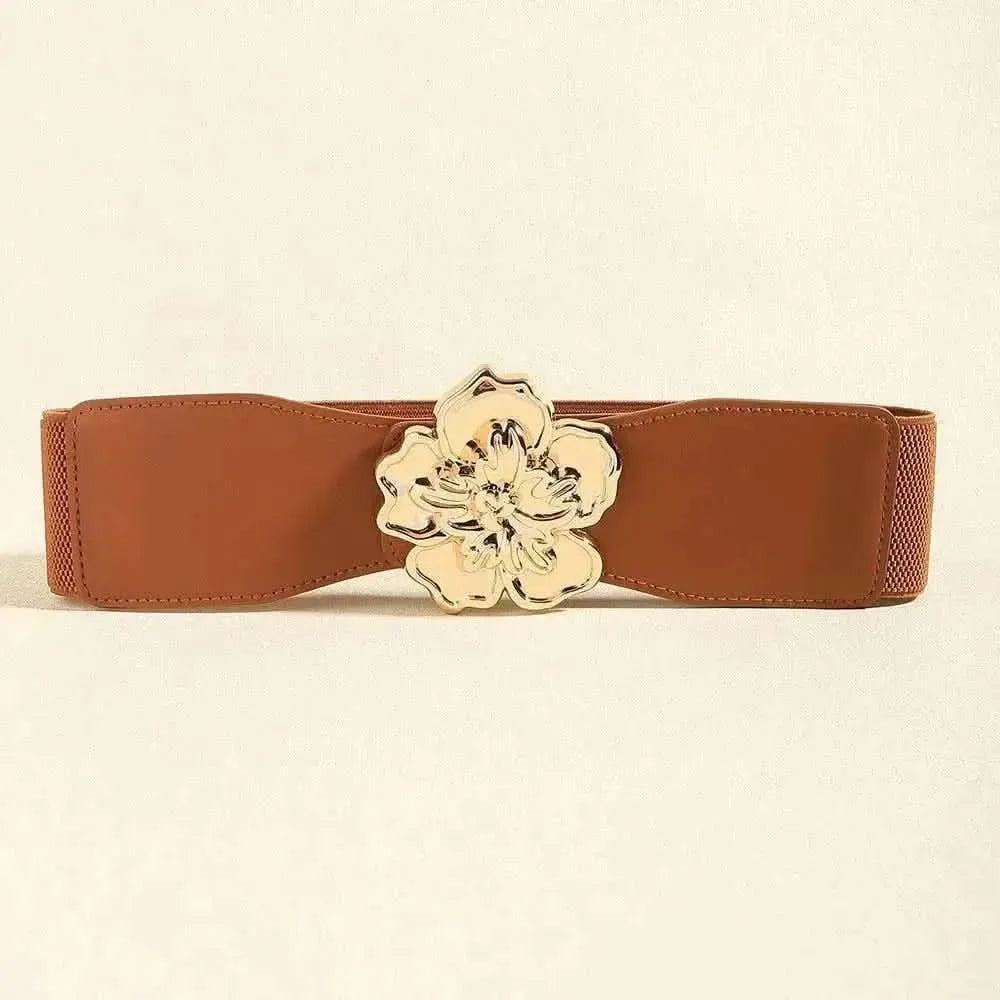 Flower Alloy Buckle Elastic Belt - Bad Moms Club