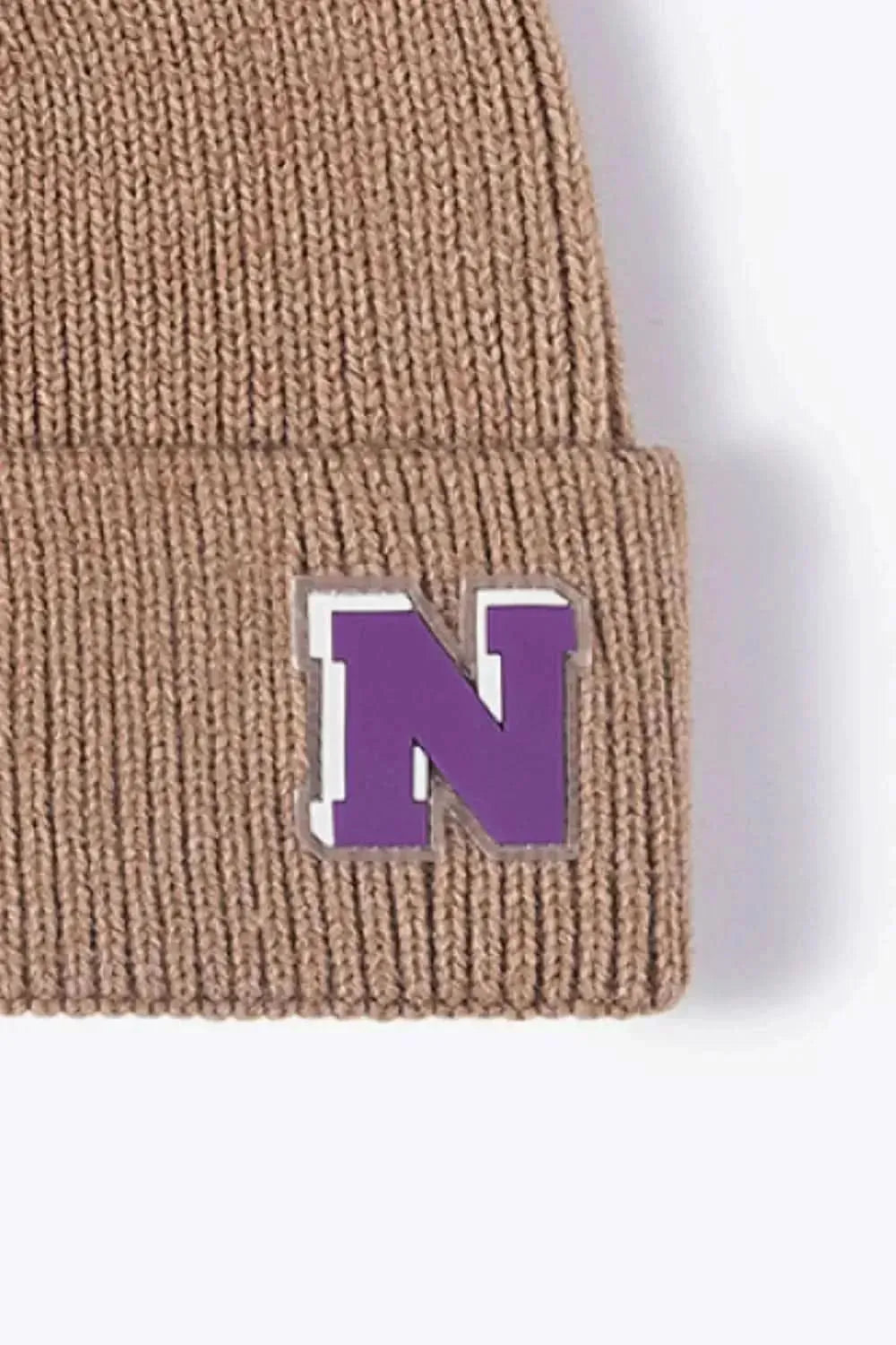 Letter N Patch Cuffed Knit Beanie - Bad Moms Club