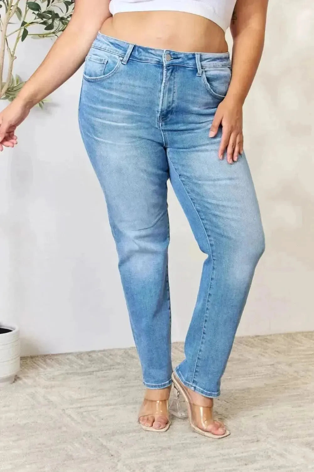 RISEN Full Size Mid Rise Skinny Jeans - Bad Moms Club