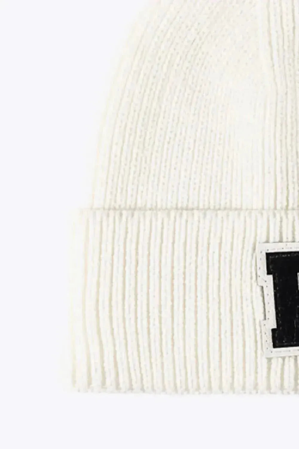 Letter Patch Cuffed Knit Beanie - Bad Moms Club
