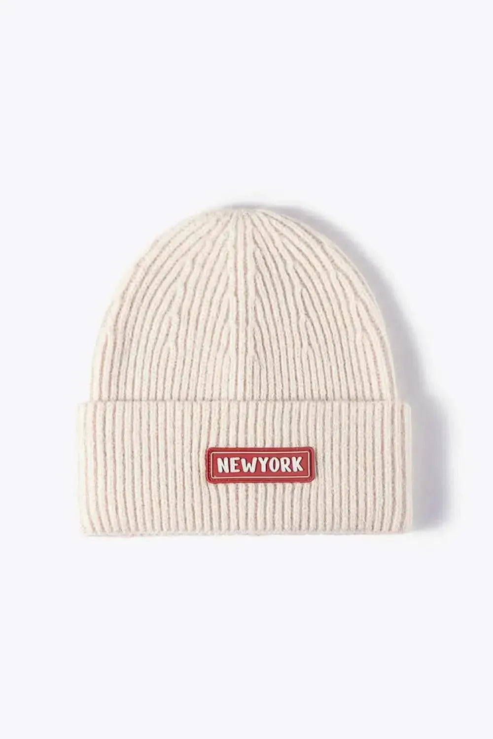 NEWYORK Patch Rib-Knit Cuffed Beanie - Bad Moms Club