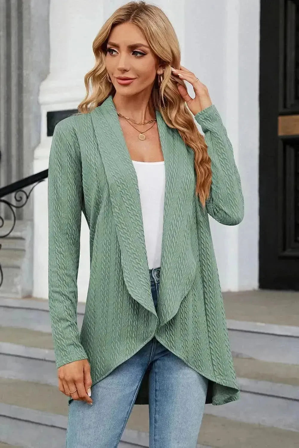 Open Front Long Sleeve Cardigan - Bad Moms Club