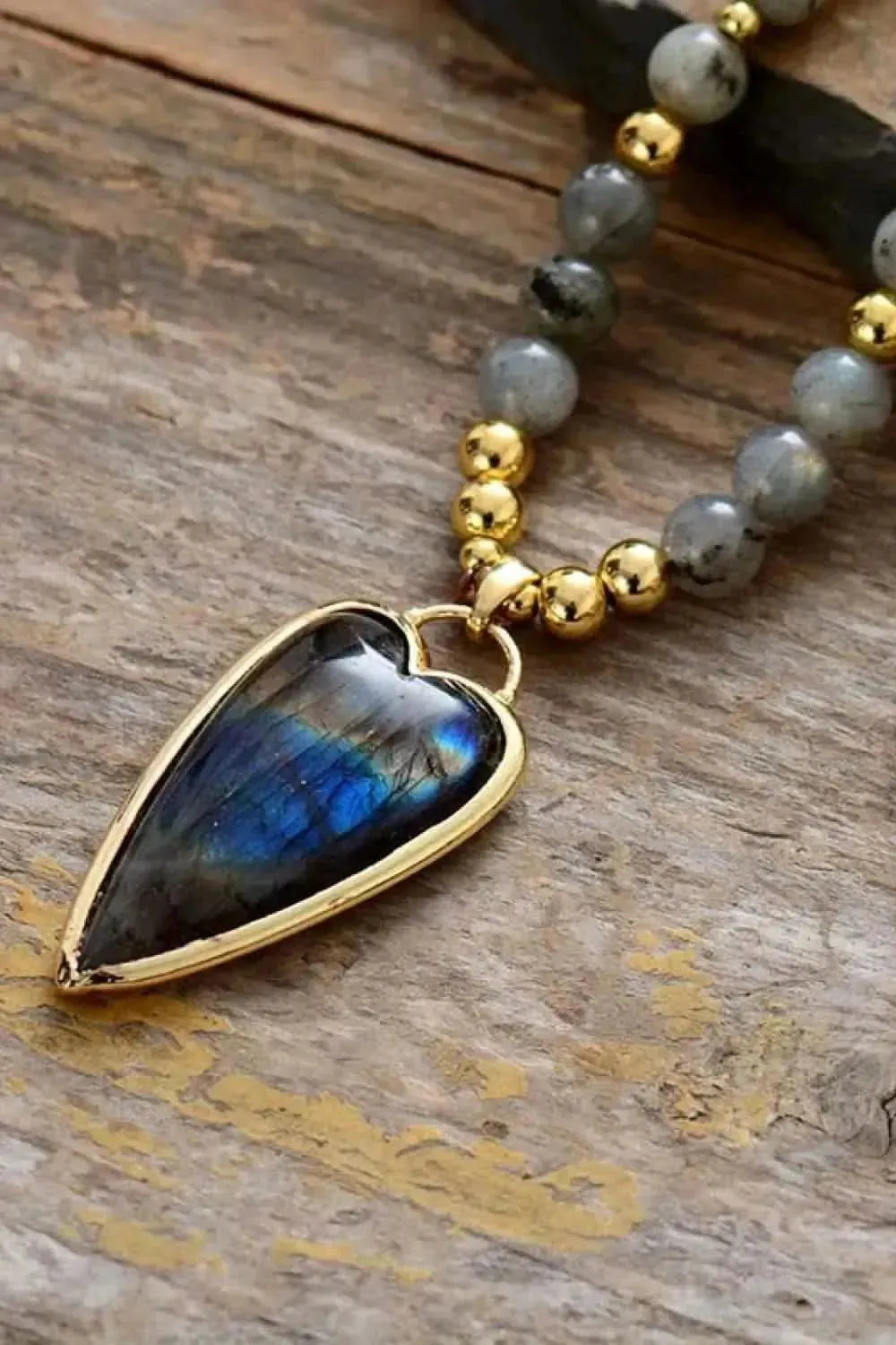 Natural Stone Pendant Beaded Necklace - Bad Moms Club